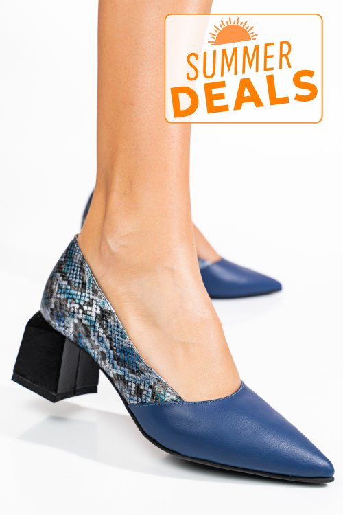 Pantofi bleu piele naturala 5s77460