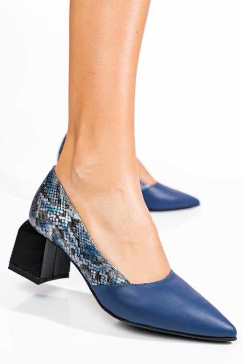 Pantofi bleu piele naturala 5s77460
