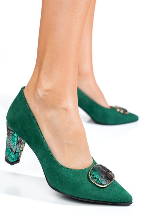 Pantofi verzi piele naturala intoarsa 5s77655