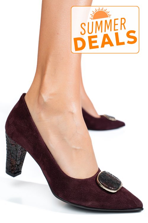 Pantofi visinii piele naturala intoarsa 5s77655