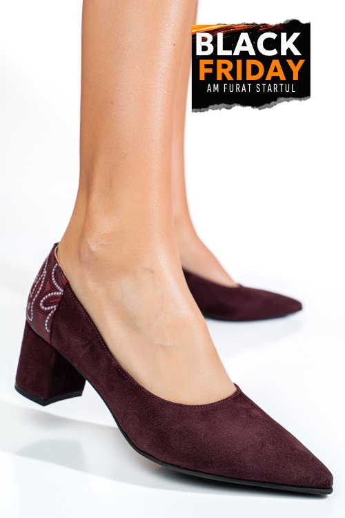 Pantofi visinii piele naturala intoarsa 5s77602