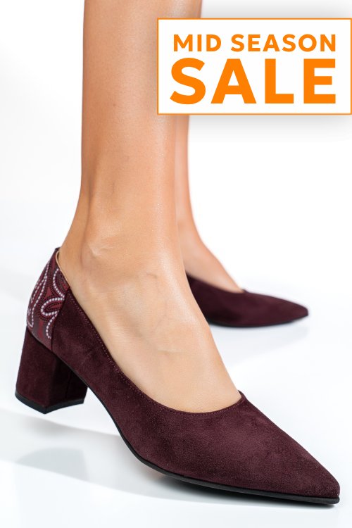 Pantofi visinii piele naturala intoarsa 5s77602