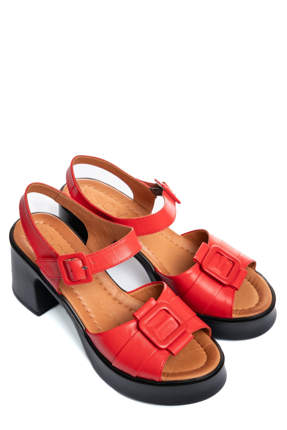 SANDALE ROSII PIELE NATURALA 4S7707