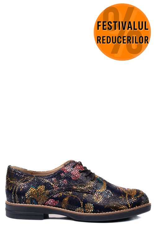 Pantofi negru galben floral piele naturala 2s77025
