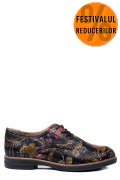 PANTOFI NEGRU GALBEN FLORAL PIELE NATURALA 2S77025