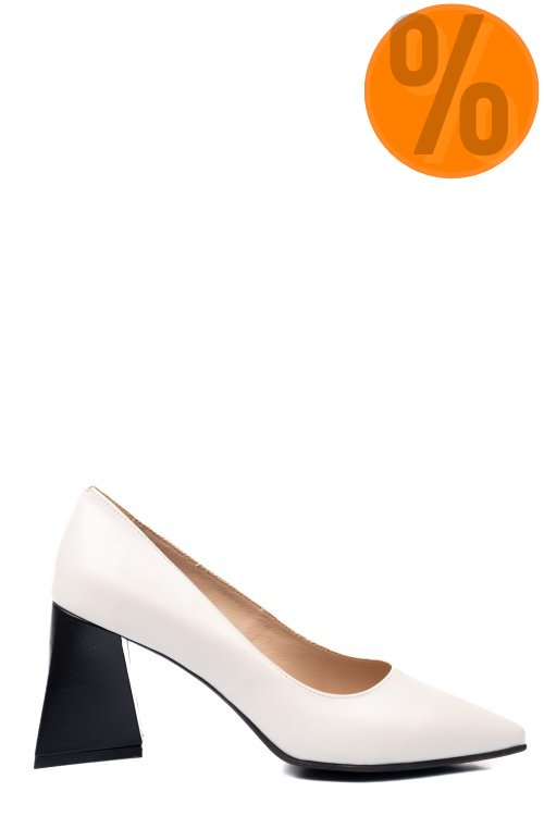 Pantofi crem toc negru piele naturala 5s77725