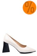 PANTOFI CREM TOC NEGRU PIELE NATURALA 5S77725