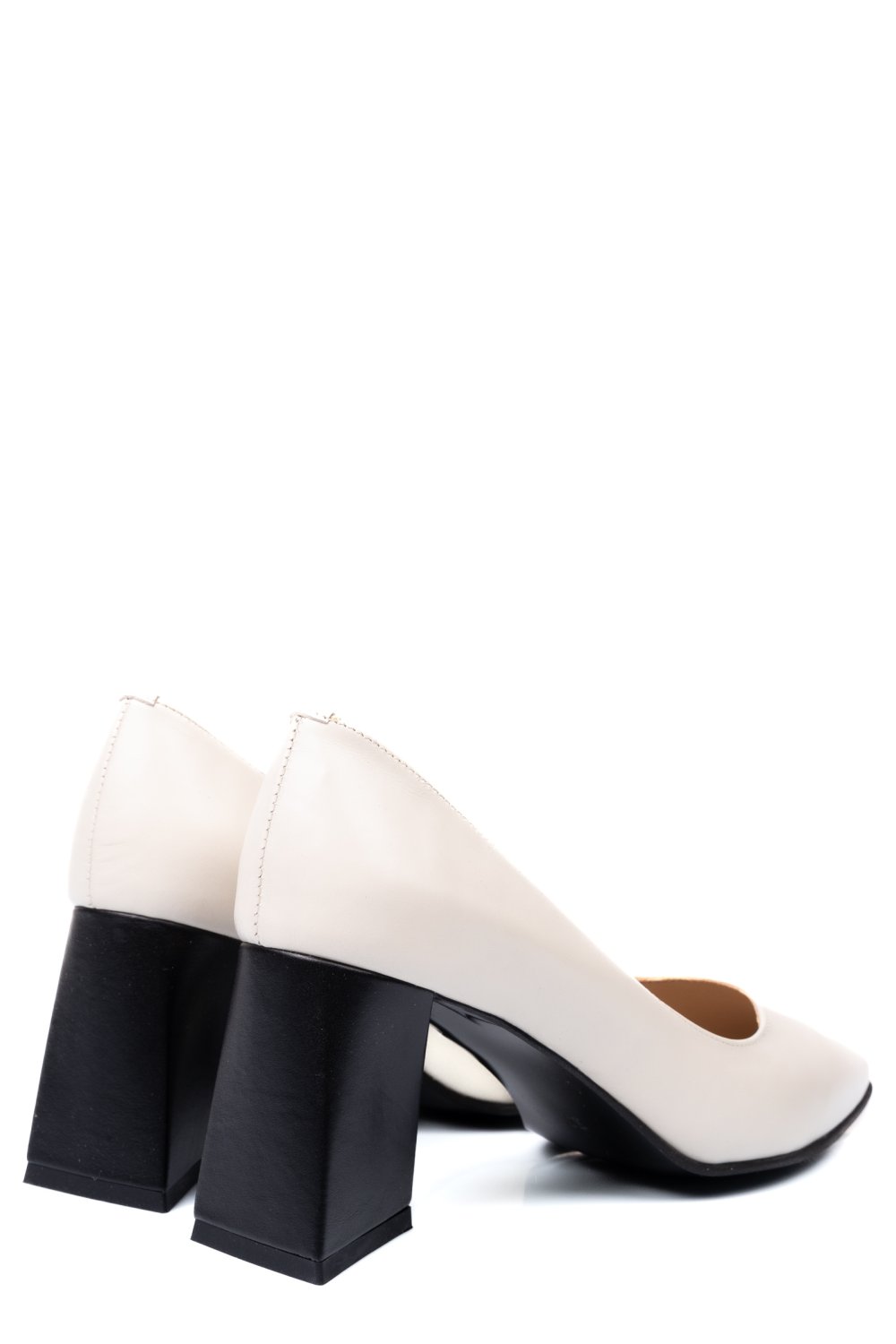 PANTOFI CREM TOC NEGRU PIELE NATURALA 5S77725