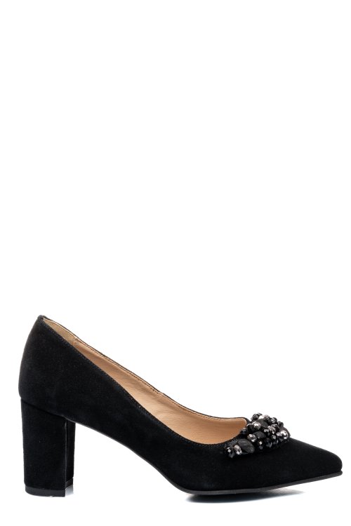 Pantofi negri piele naturala intoarsa 1s77707