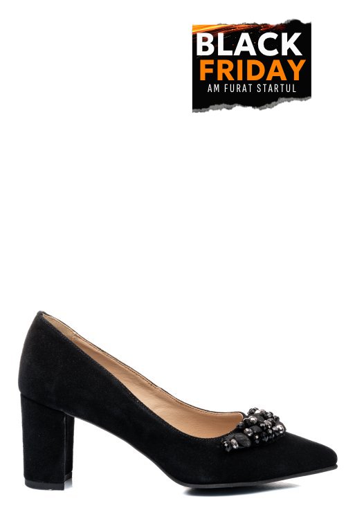 Pantofi negri piele naturala intoarsa 1s77707