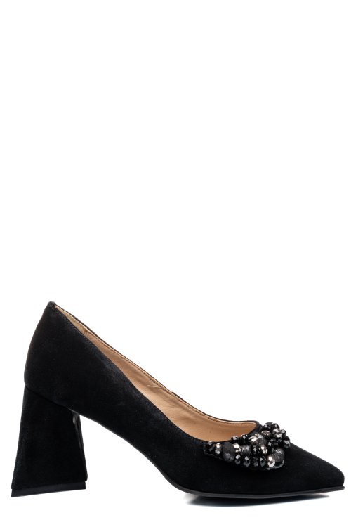Pantofi negri piele naturala intoarsa 5s77727