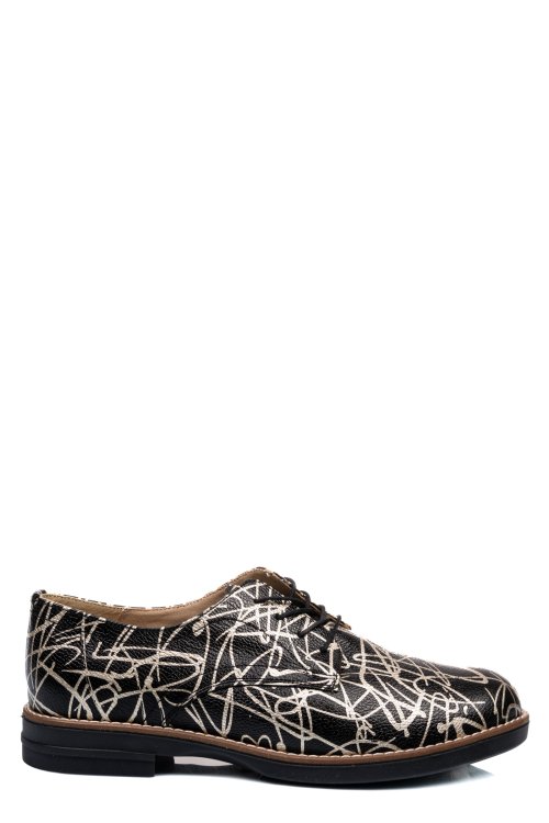 Pantofi negru auriu piele naturala 2s77025
