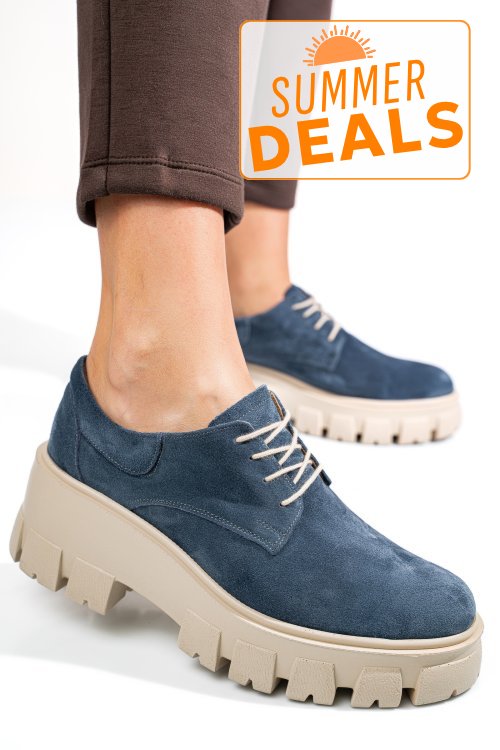 Pantofi bleu piele naturala intoarsa 2s77080
