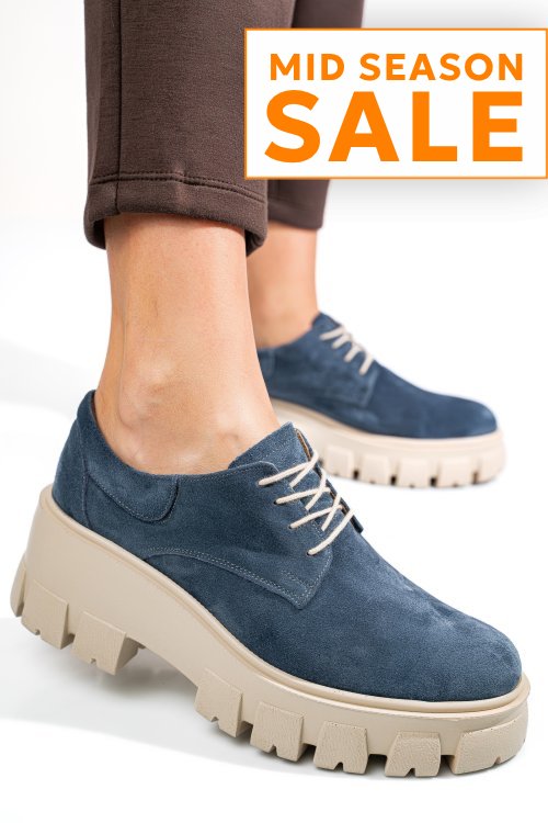 Pantofi bleu piele naturala intoarsa 2s77080