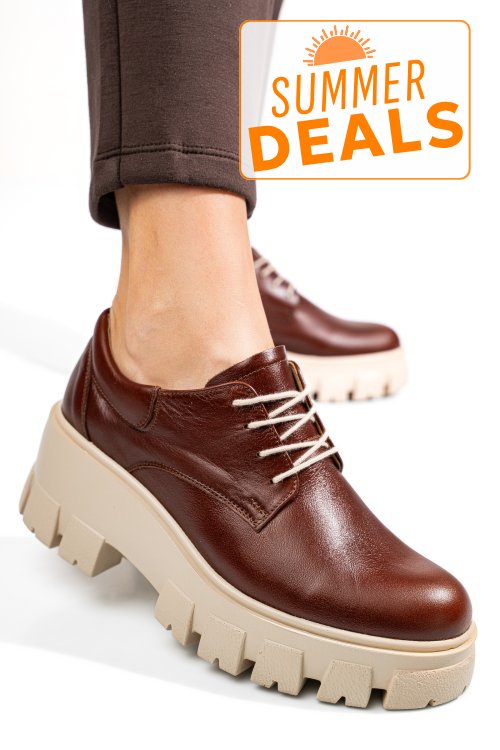 Pantofi casual femei piele naturala maro inchis 2s77080