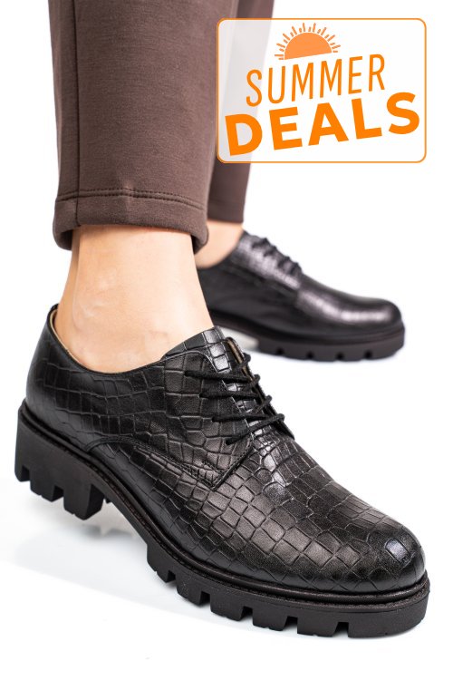 Pantofi negri cro piele naturala dolores