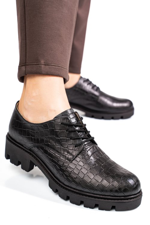 Pantofi negri cro piele naturala dolores