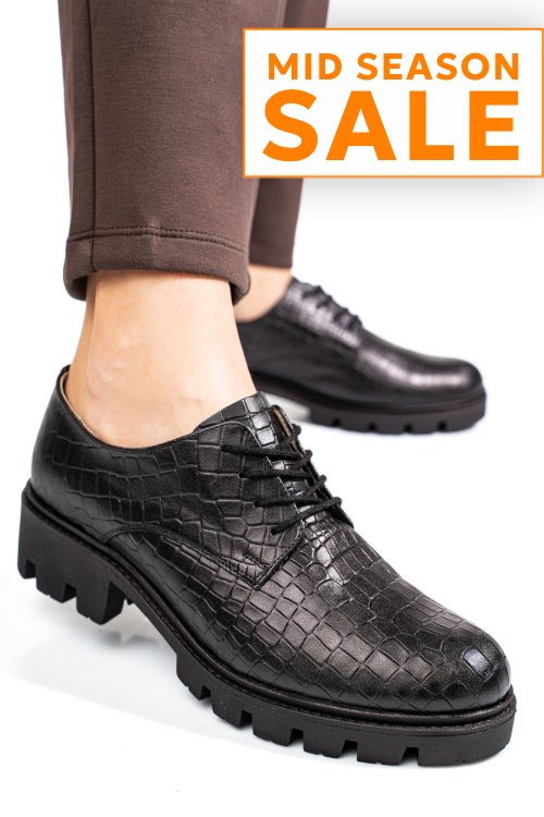 Pantofi negri cro piele naturala dolores