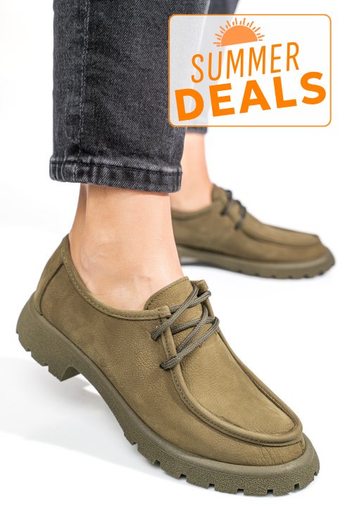 Mocasini khaki piele naturala nabuk 4s77247