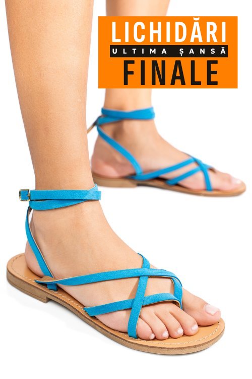 Sandale albastre piele naturala intoarsa rs77os637