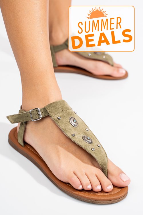 Sandale olive piele naturala 7s77095