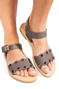SANDALE GRI INCHIS PIELE NATURALA DARK GILDA