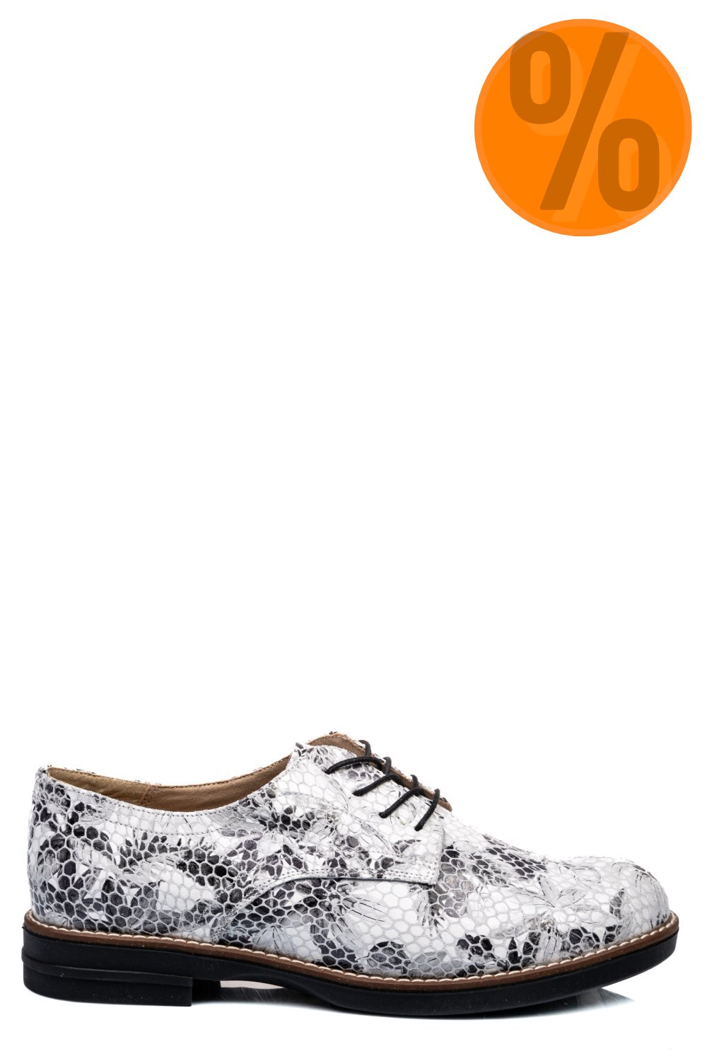 PANTOFI ALB FLORAL PIELE NATURALA 2S77025