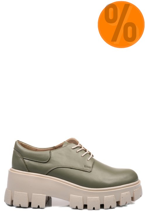 Pantofi casual femei piele naturala olive talpa bej 2s77080