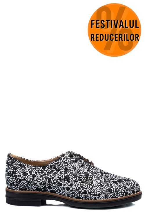 Pantofi negru alb piele naturala 2s77025