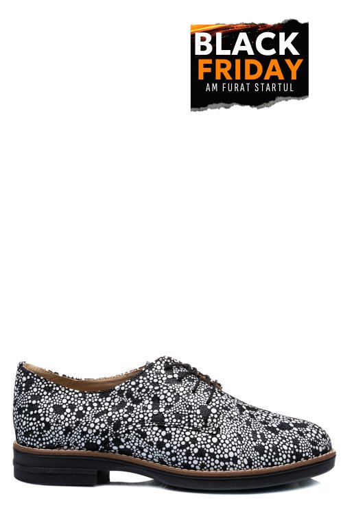 Pantofi negru alb piele naturala 2s77025