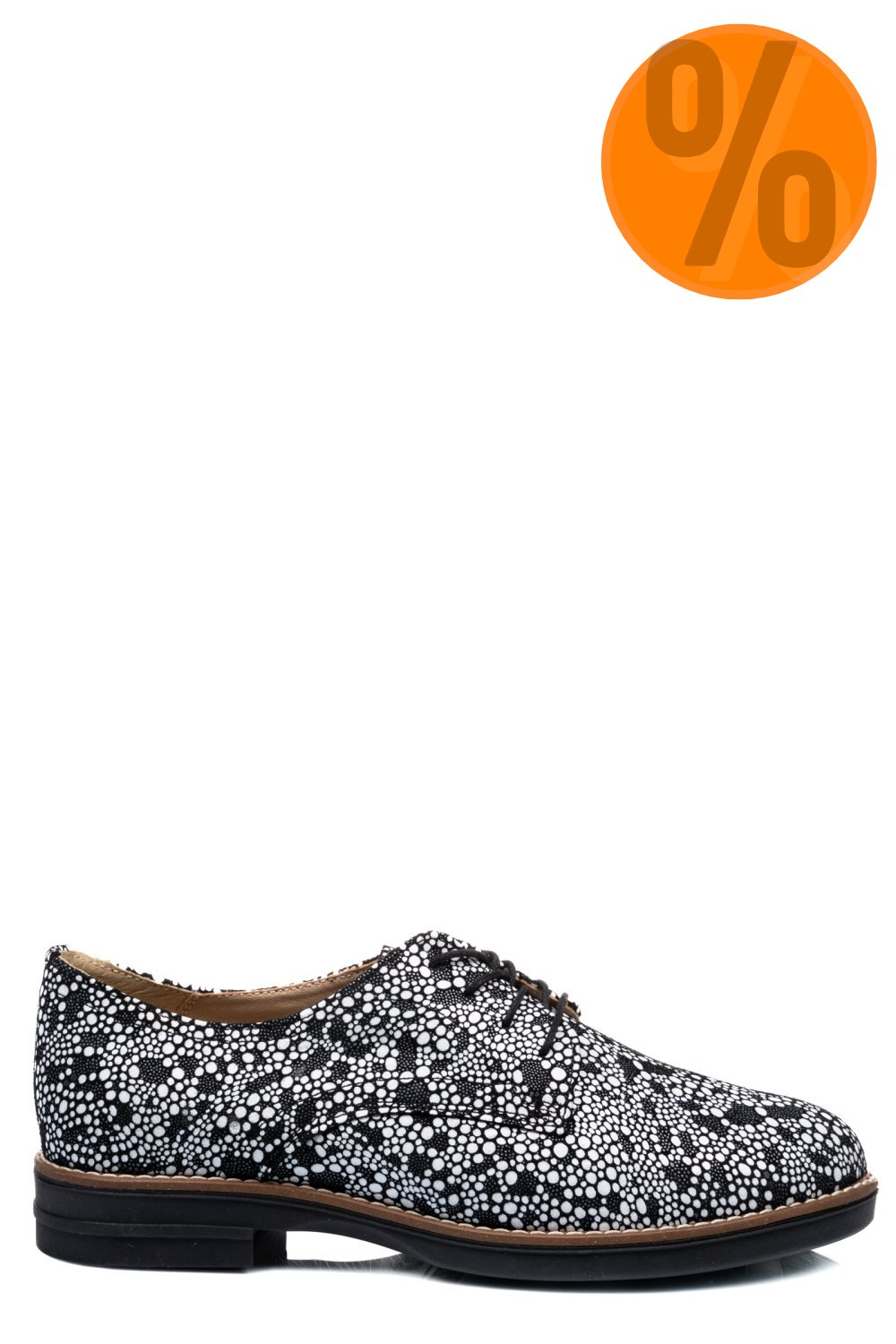 PANTOFI NEGRU ALB PIELE NATURALA 2S77025