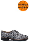 PANTOFI NEGRU ALB PIELE NATURALA 2S77025