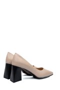 PANTOFI BEJ TOC NEGRU PIELE NATURALA 5S77725