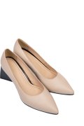 PANTOFI BEJ TOC NEGRU PIELE NATURALA 5S77725
