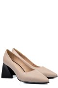 PANTOFI BEJ TOC NEGRU PIELE NATURALA 5S77725