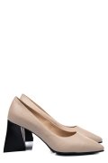 PANTOFI BEJ TOC NEGRU PIELE NATURALA 5S77725