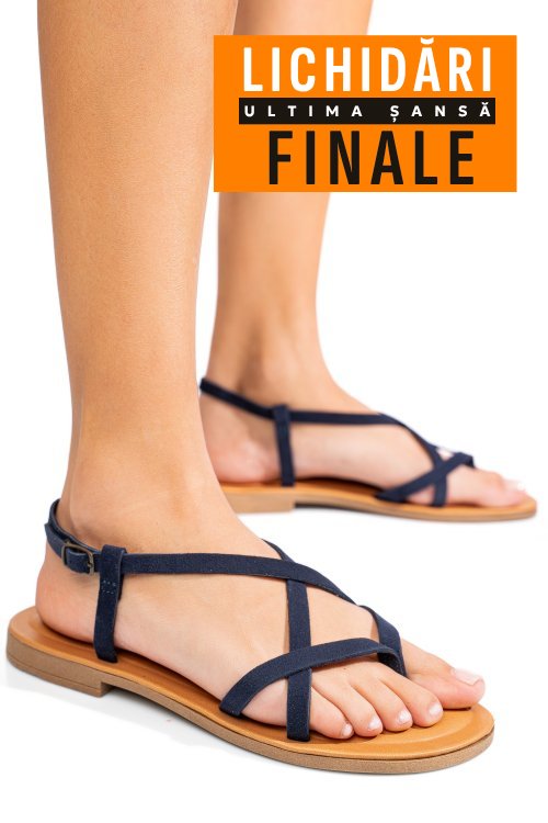 Sandale albastre piele naturala intoarsa as77ngela