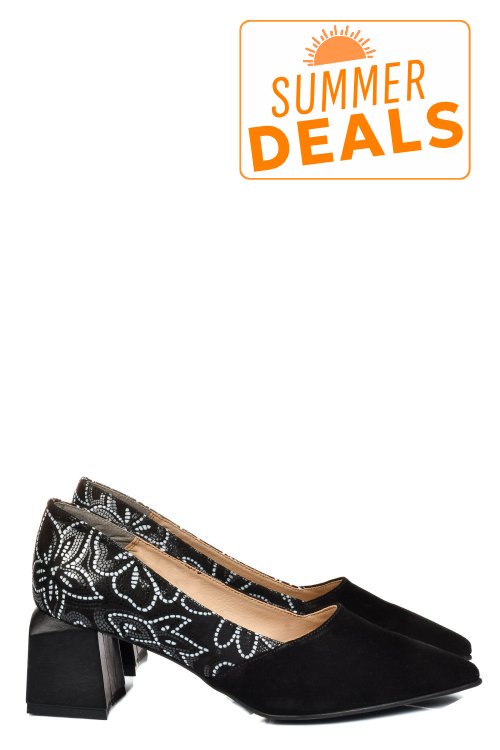 Pantofi negri piele naturala intoarsa 5s77460