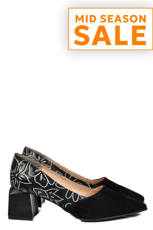 Pantofi negri piele naturala intoarsa 5s77460