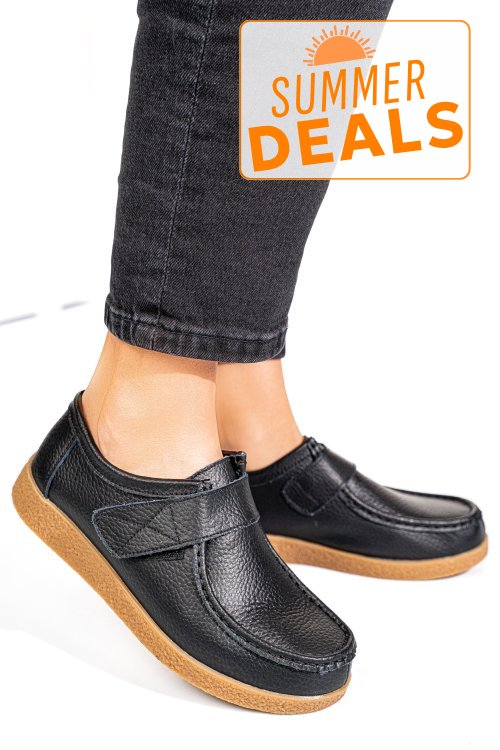 Mocasini negri piele naturala pspl305