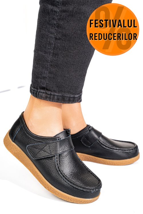 Mocasini negri piele naturala pspl305