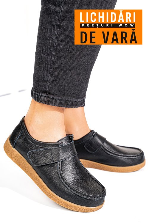 Mocasini negri piele naturala pspl305