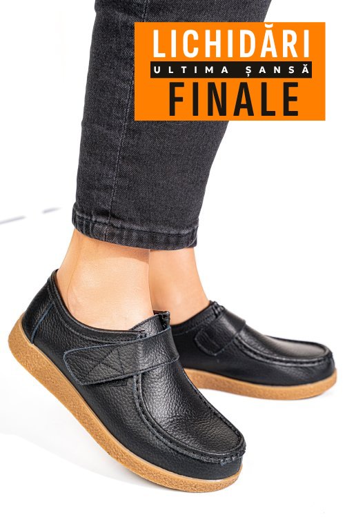 Mocasini negri piele naturala pspl305