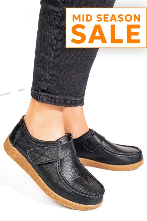 Mocasini negri piele naturala pspl305
