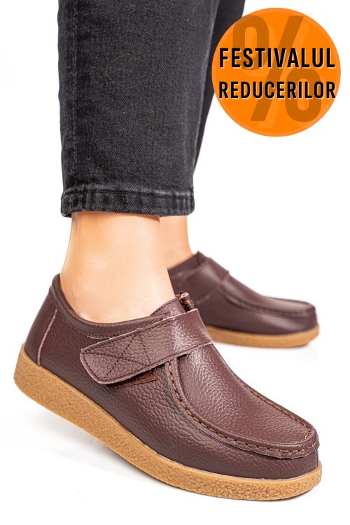 Mocasini maro inchis piele naturala pspl305