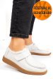 Mocasini albi piele naturala pspl305