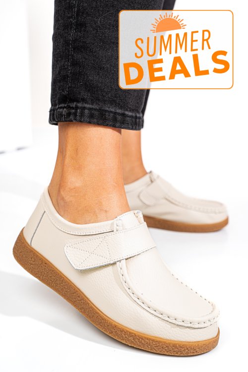 Mocasini bej piele naturala pspl305