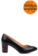 Pantofi dama guban piele naturala negri floral 4s77292