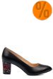 Pantofi dama guban piele naturala negri floral 4s77292