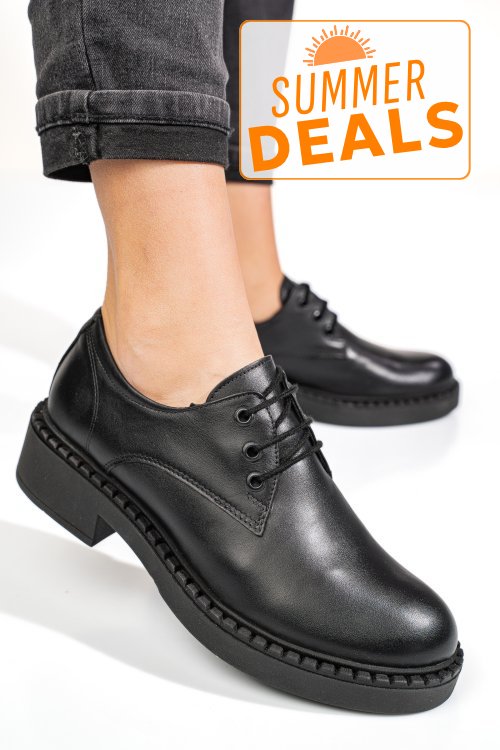 Pantofi negri piele naturala 3s7709nev